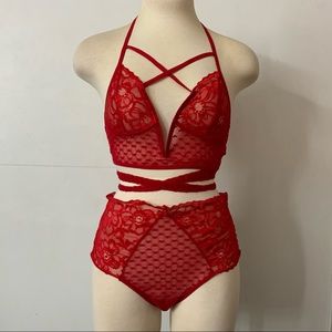 Red Two piece lingerie